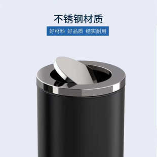 不锈钢翻盖垃圾桶商用大容量商场洗手间影院广场走廊过道圆形大号