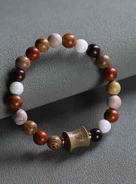 国风多宝珠竹节六字箴言手串男生念珠手链女小众设计单圈侣款饰品