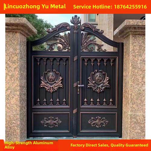 欧式别墅庭院大门铝合金大门乡村别墅门铝艺花园对开小院门可定制