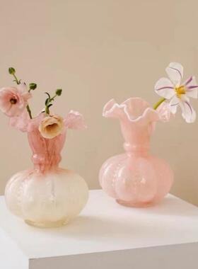 新品中古风芬顿风法式南瓜珠花瓶插花器纯手工琉璃摆件插花器摆件