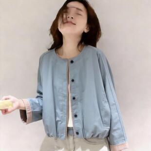 韩版小个子撞色圆领短款风衣女2026春季薄款休闲百搭户外休闲外套