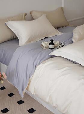 睡简约素色E8001100支匹马棉棉纯色四件套纯棉全套酒店被轻奢裸1.