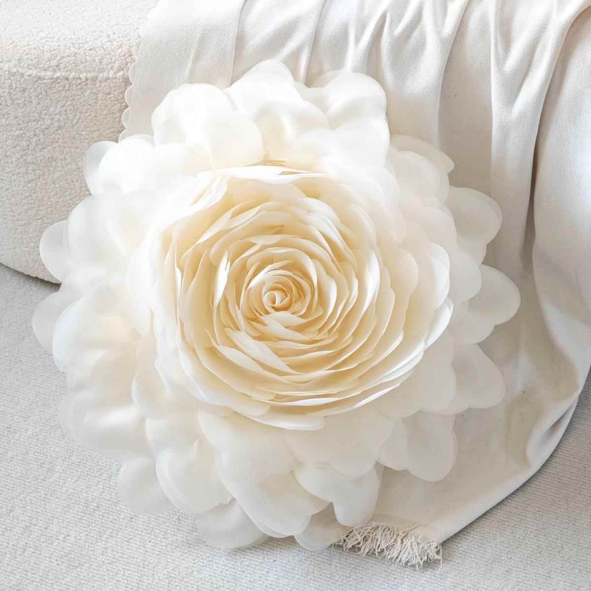 室bf-4-8跨境丹花抱刺枕套欧根纱花朵抱枕家居卧装饰沙发枕头牡靠