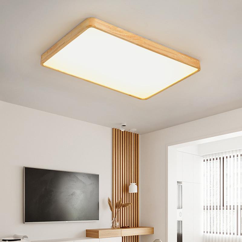 客厅led吸顶灯北欧风灯具现代简约全屋套餐原木极简长方形主灯具