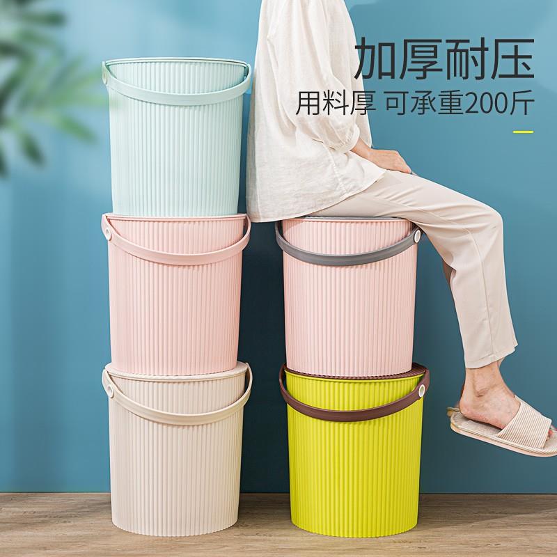 加厚带盖子方形家用幼儿园收纳桶手提多用储物桶水桶塑料浴框洗澡