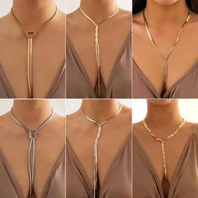 Long snake bone chain neck chain tassel necklace颈炼流苏项炼
