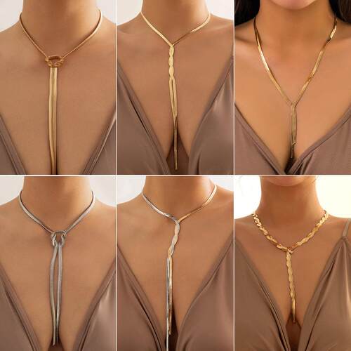Long snake bone chain neck chain tassel necklace颈炼流苏项炼