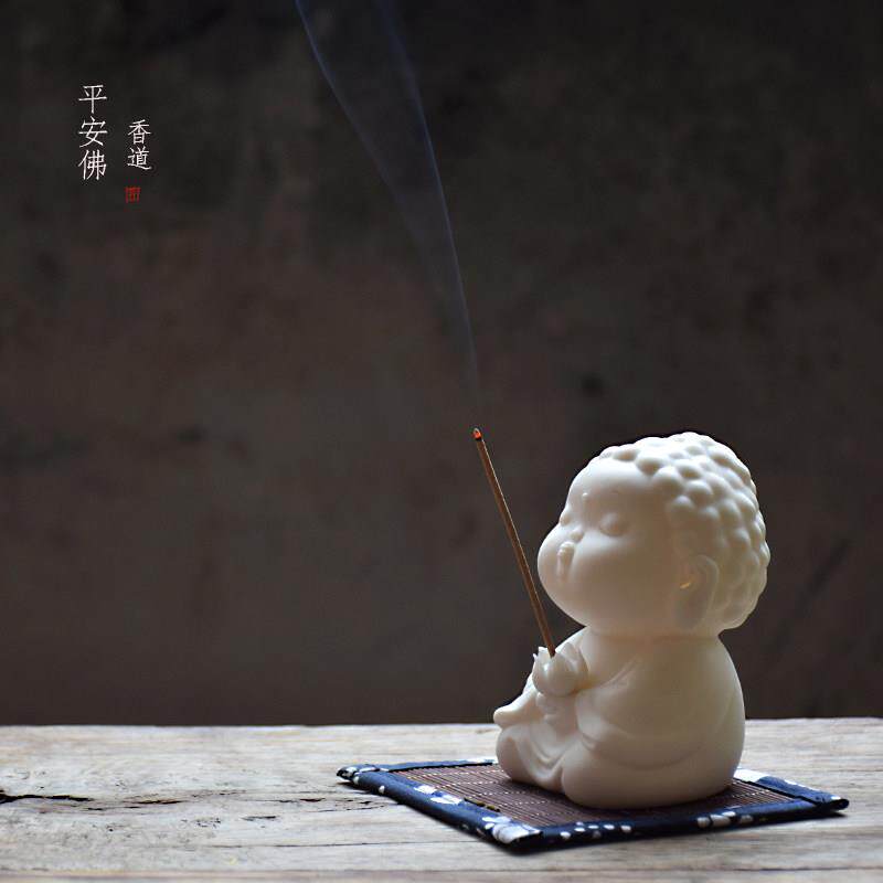 创意陶瓷摆饰线 线香插家用檀香香炉香薰炉托 托盘香座底座可爱高