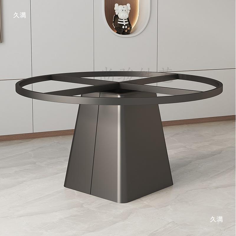 圆腿形餐桌脚桌岩VVU板支架奢石桌底座不锈钢圆桌子腿大理石茶几