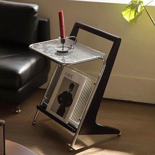 中覆古风实木边几家用可移动沙发玻璃茶几轻奢卧室床头柜角几置物