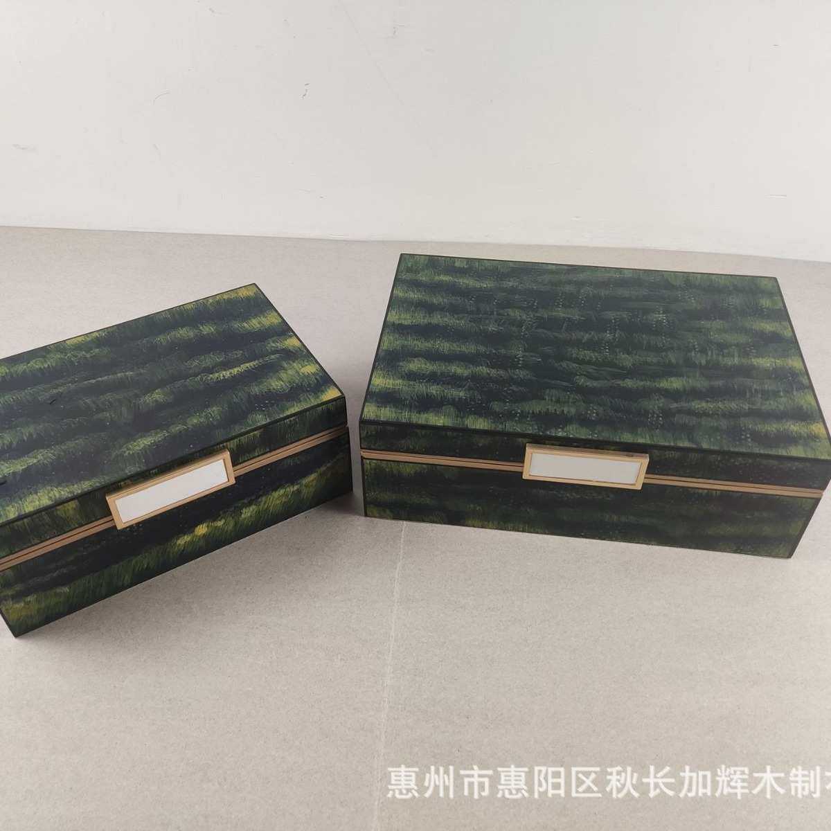 现代新中式轻奢绿色树皮纹复古收纳盒摆件客厅玄关装饰盒子家居软,家居饰品,木雕,淘宝优惠券,粉丝福利购,淘宝优惠卷