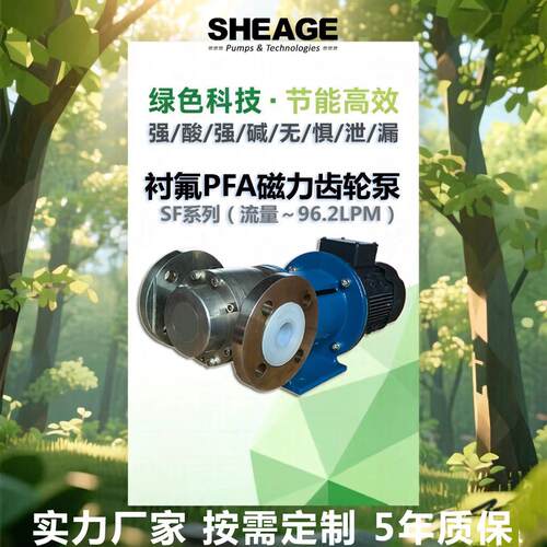 厂家供应耐腐蚀强酸碱氟塑料PFA化工泵双至SF601-CM磁力齿轮泵