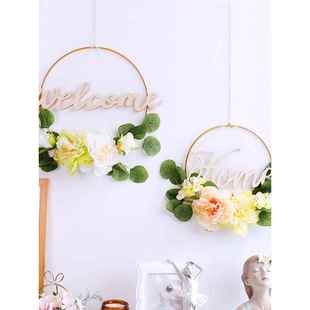 装饰品彷真牡丹花卧室门上挂件店铺橱窗欧式客厅墙壁花环挂饰