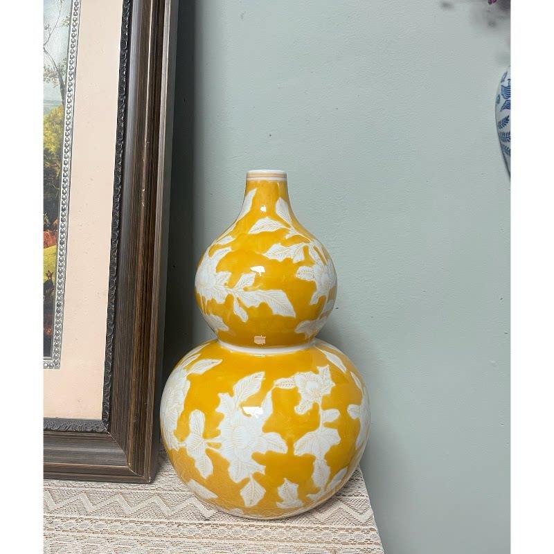 葫芦覆古青花瓷花瓶客厅茶室覆古中国蓝花装饰艺术饰品