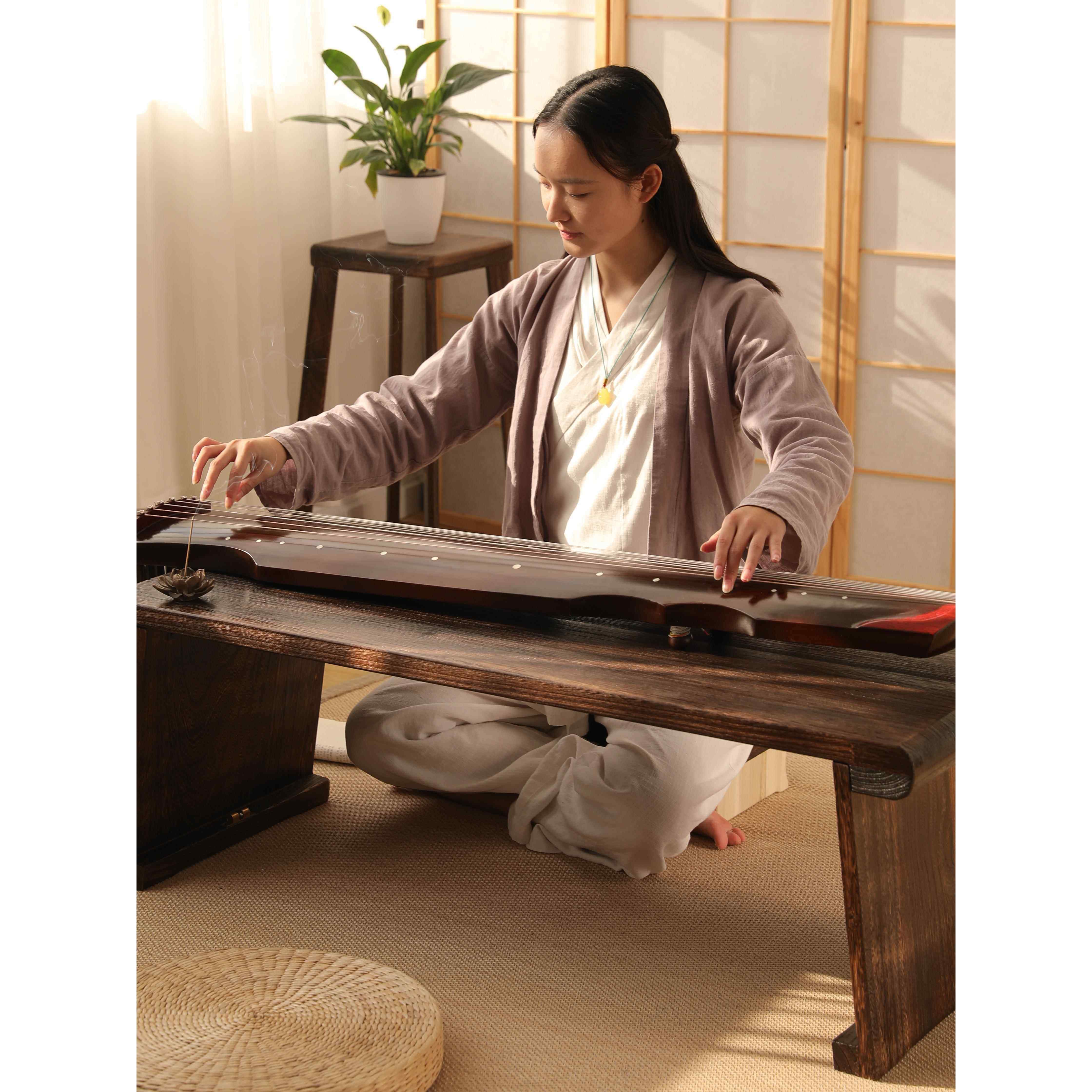 需定制可折叠实木古琴桌凳禅意共鸣矮琴桌中式国学桌膝琴桌便携式