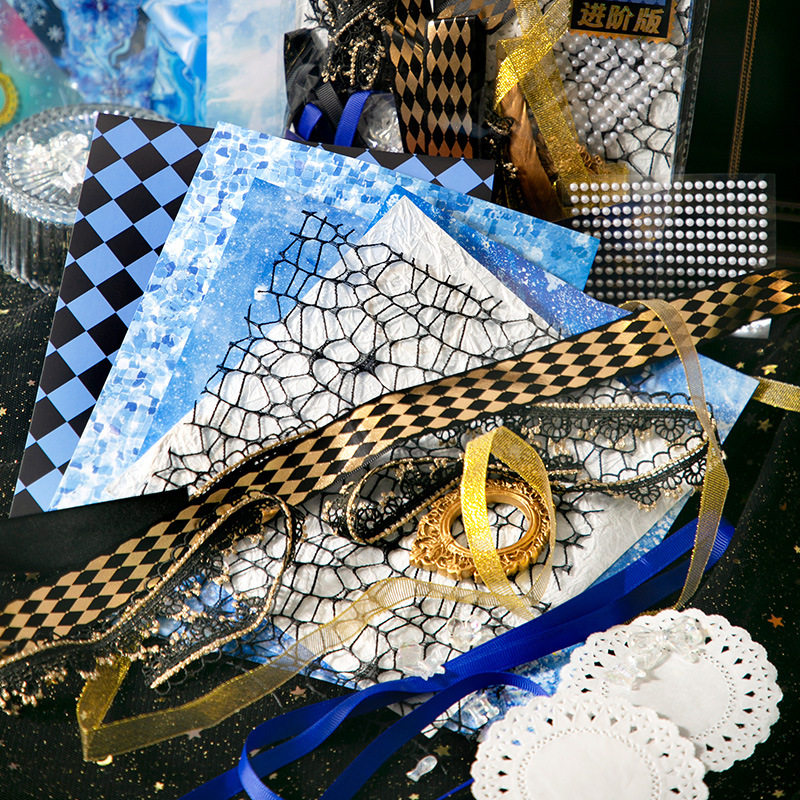 小食量丝带蕾丝痛包diy材料全套扎痛包背景纸二次元装饰贴纸红色