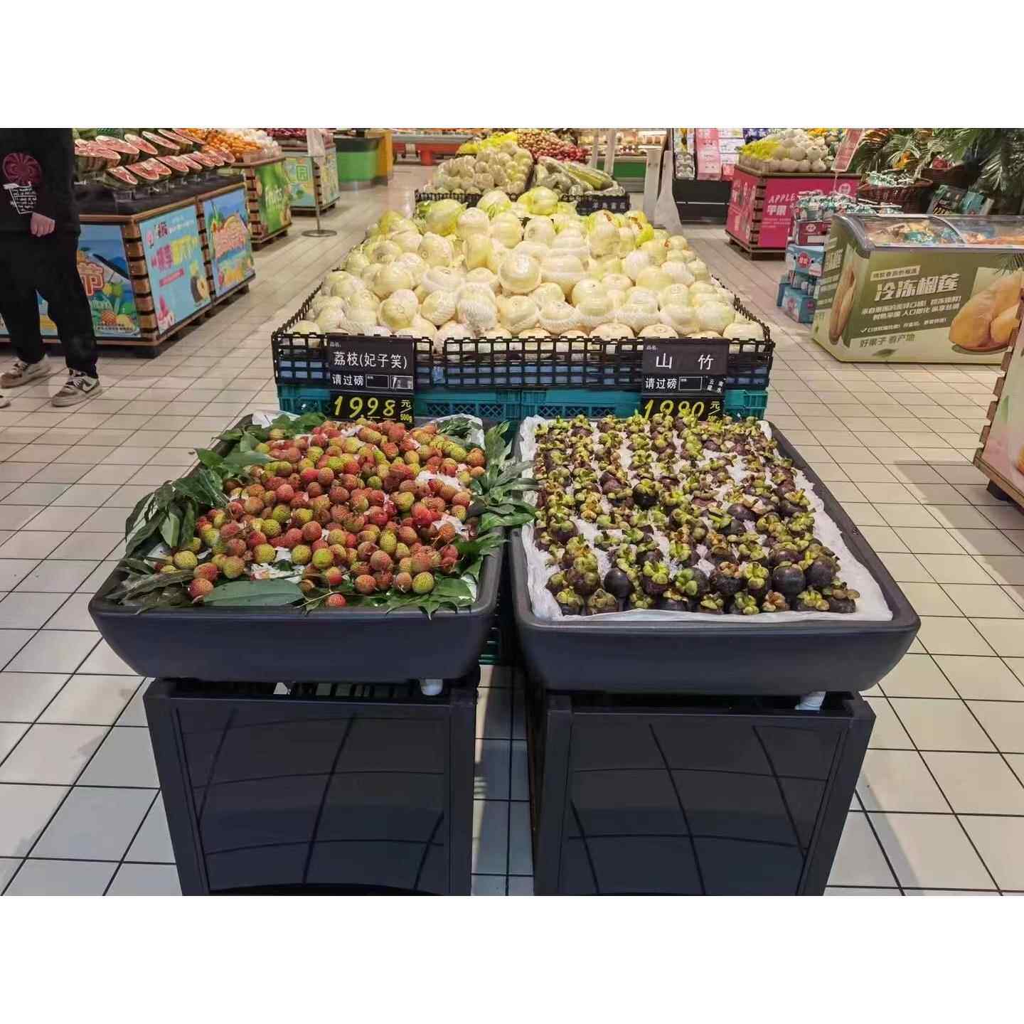 超市冰鲜台水果蔬菜保鲜台海鲜筐陈列架子冷冻冷藏促销生鲜展示台