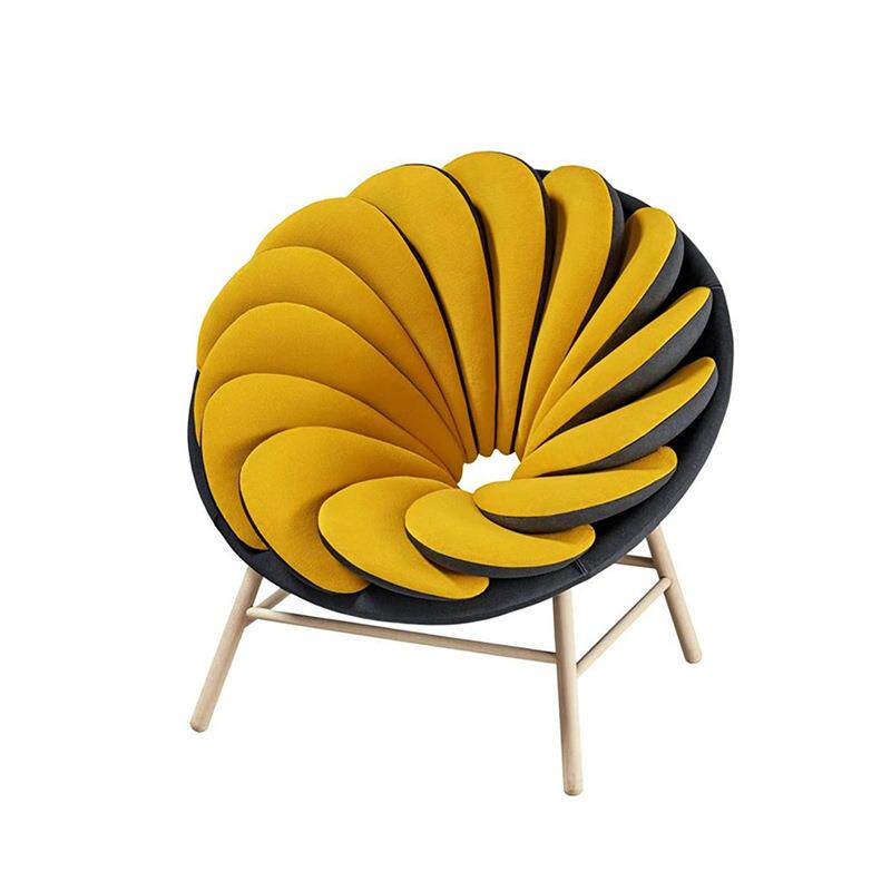 意式设计师创意花瓣椅现代轻奢客厅背靠休闲椅阳台实木单人沙发椅
