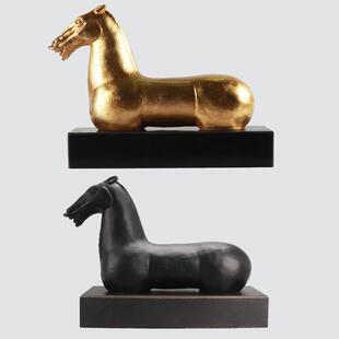 现代新中式 饰品 轻奢极简雕塑马摆件客厅玄关酒店样板房间家居软装