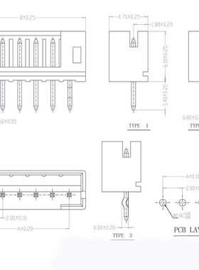 6p0mm直直接插件  ph2.  .座连接器插只-021000端子间距 6aph针-