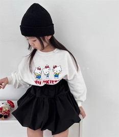 韩版童装女童春季纯棉可爱卡通卫衣半裙套装