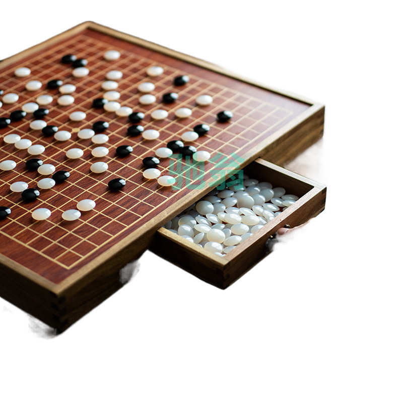 xsz天然玛瑙玉石棋子实木成人抽屉围棋棋盘套装儿童初学者防玉五