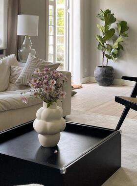 欧简泡泡白色TLV黑色约陶瓷花瓶摆件北插花客餐厅样板间装饰厅摆