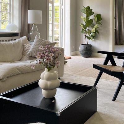 欧简泡泡白色TLV黑色约陶瓷花瓶摆件北插花客餐厅样板间装饰厅摆