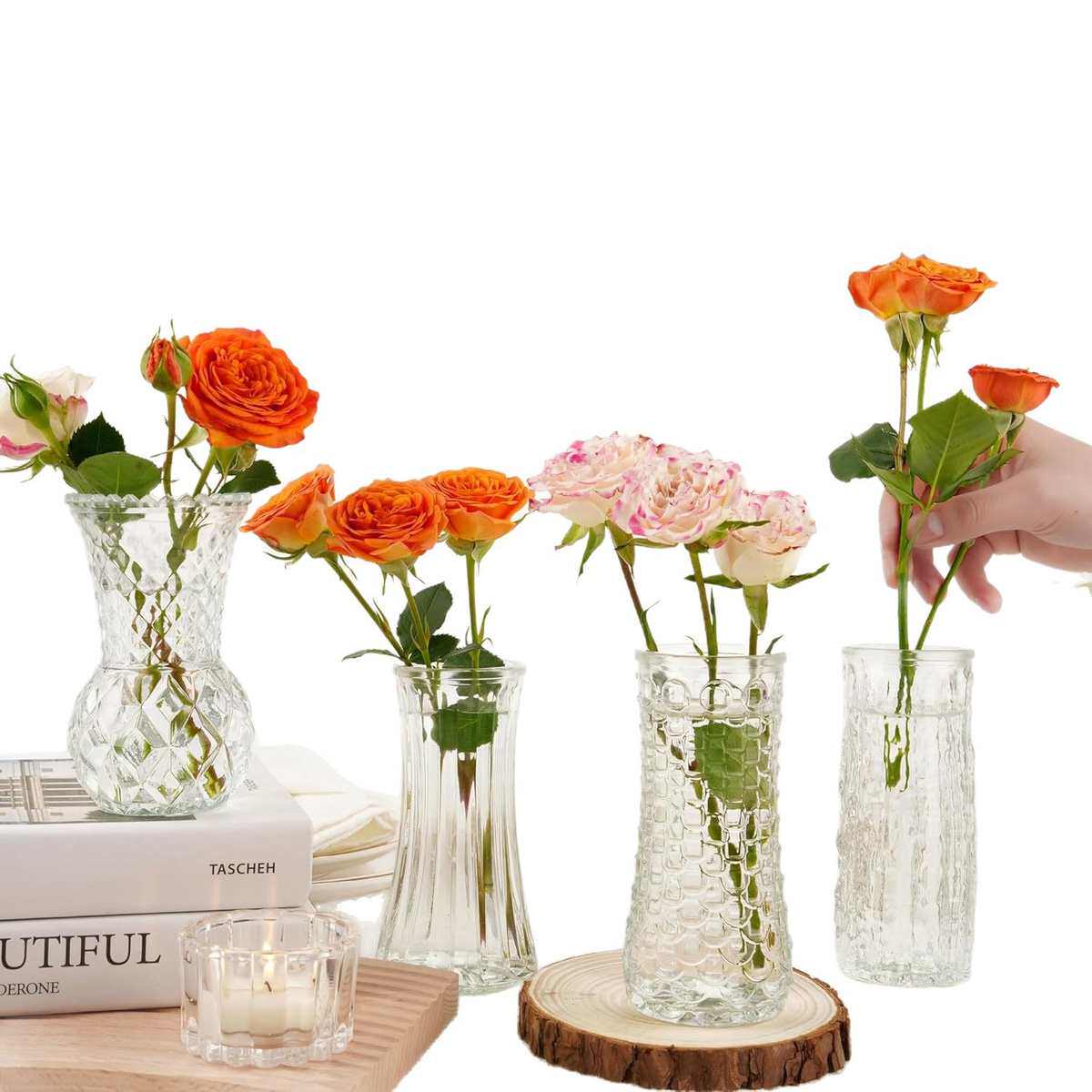 彩色套装装玻璃花瓶轻奢玻璃花瓶摆件ins风婚礼装饰品,家居饰品,花瓶,淘宝优惠券,粉丝福利购,淘宝优惠卷