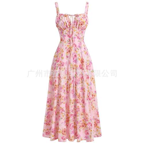 Women's Summer New Printed Bodycon Slip Dress Boho Vacation