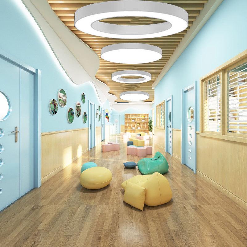 圆环吊灯办公室健身房LED圆形造型灯店铺大堂工业风环形白色灯具