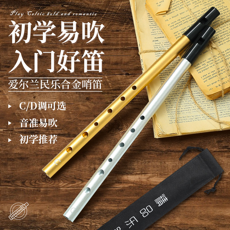 爱尔兰哨笛C调D调金属笛子初学儿童专业直笛六6孔竖笛小学生专用