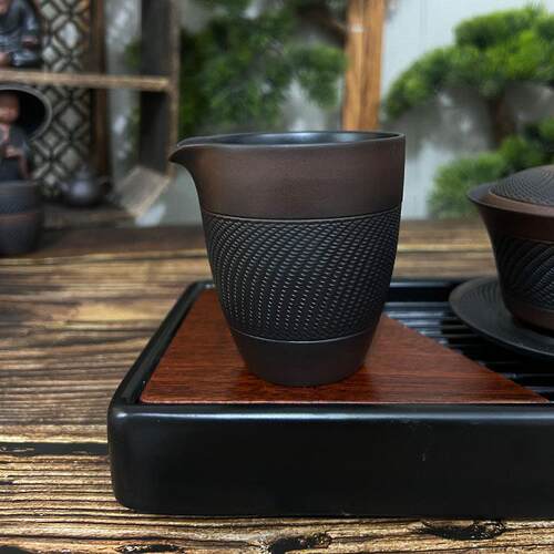 紫陶公道杯茶海陶瓷分茶器公杯匀杯茶漏茶滤复古过滤茶隔功夫茶具