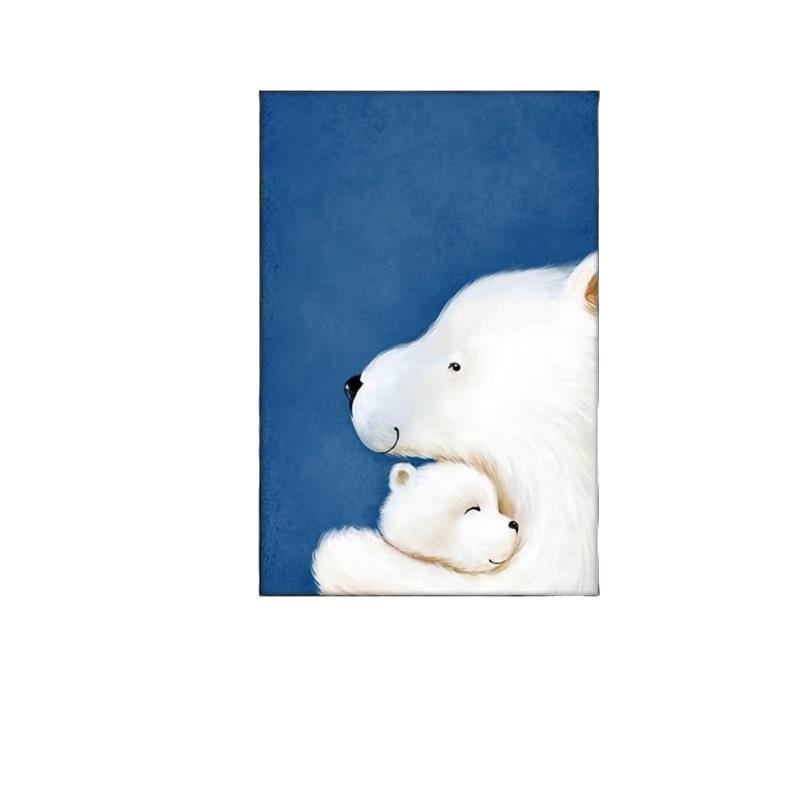 现代简约卡通人物客厅背景墙装饰画玄关壁画儿童房卧室北极熊挂画