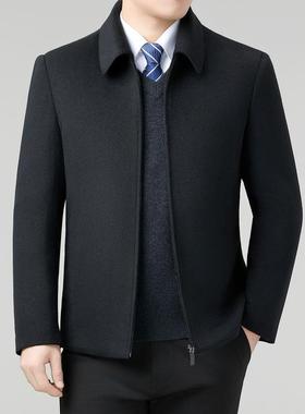 中呢年翻领男士8502-J毛外套休双闲面子羊夹克拆卸羽绒内胆爸爸冬