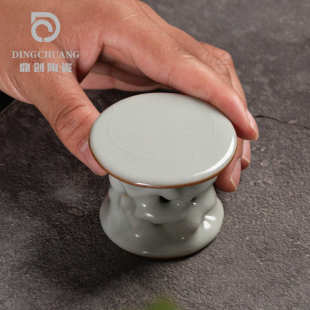 汝窑壶置小号盖托陶瓷茶壶盖子新中式 开片茶道配件简约复古