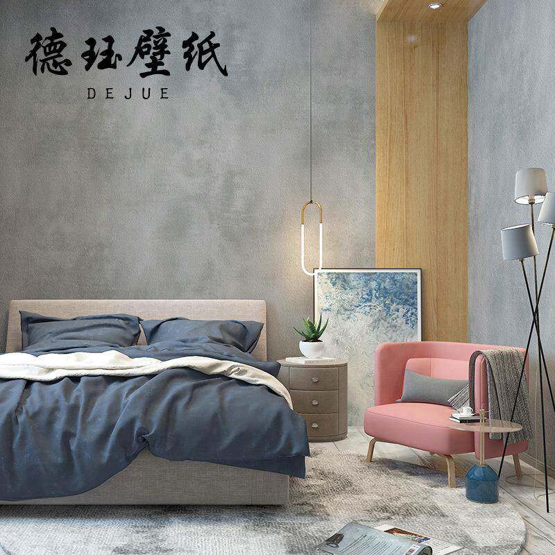 复古素色纯色黑色水泥灰色壁纸非自粘饭店工业风背景墙墙纸侘寂风