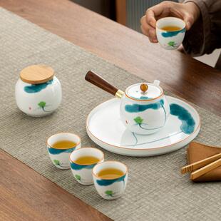 纯手工手绘陶瓷茶壶茶具整套旅行茶具整套家用随身户外露营壶承