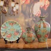 客厅酒柜家居饰品桌面摆件创意 饰品电视柜欧式 厂家陶瓷花瓶美式 装