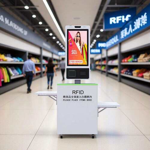 RFID自助结算台无人零售自助终端收银扫码一体机服装店RFID收银机