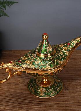 阿拉丁神灯摆件大号许愿灯金属家居酒柜装饰品乔迁礼物阿拉伯神灯