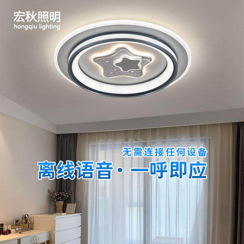 卧室灯主卧2025新款语音控制护眼吸顶灯简约现代房间灯铁艺智能灯