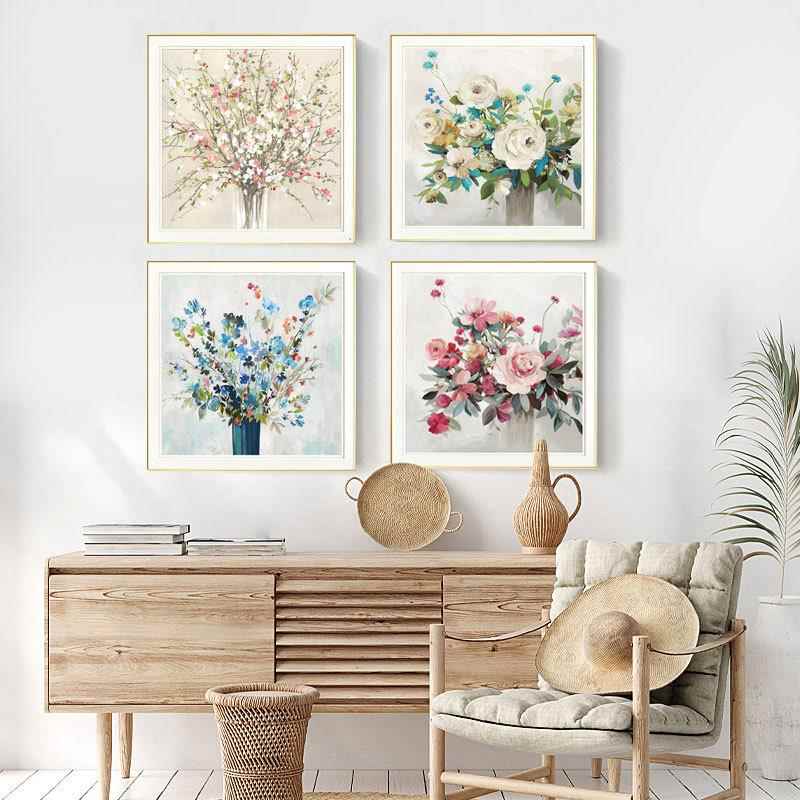 简约美式画简美客厅装饰画卧室床头挂画盛放餐厅背景花卉卡纸挂画