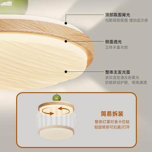 日式原木风餐厅吊灯2025年新款三头灯护眼大厅主灯广东中山灯具