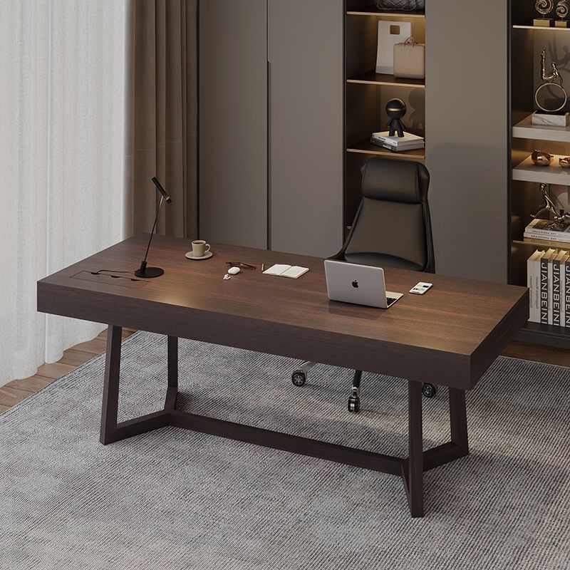 意式书桌轻奢现代全实木家用客厅大长条老板桌办公桌高级电脑桌子