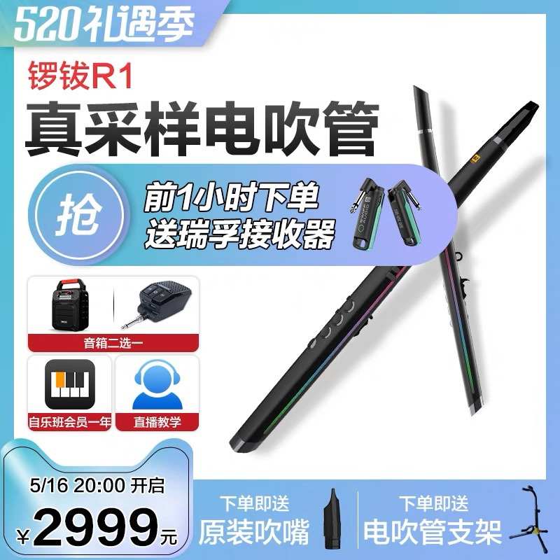 锣钹R1电吹管国产R1电子吹管电萨克斯初学葫芦丝老人入门笛子乐器