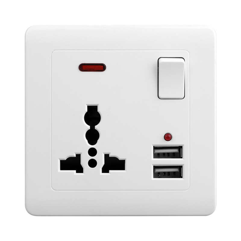 13A British five-hole USB power wall socket multifunctional
