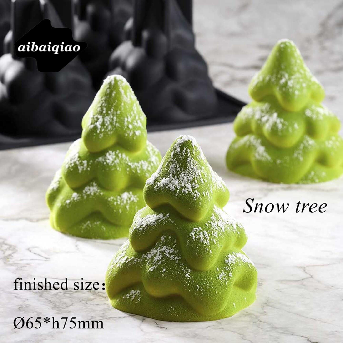 爱百巧 100ml 8连Snow tree雪山圣诞树甜品硅胶模具 圣诞节蛋糕模