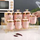 北欧风陶瓷调料罐厨房家用调料组合套装 收纳瓶调味罐有盖盐油罐子