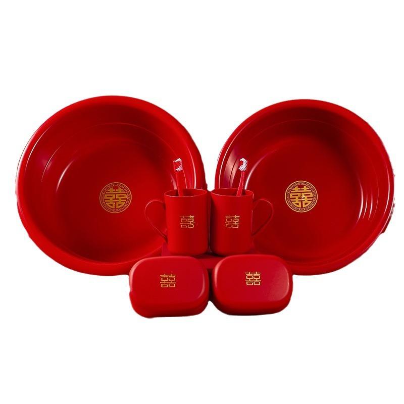 洗脸盆陪嫁红色结婚陪嫁用品套装